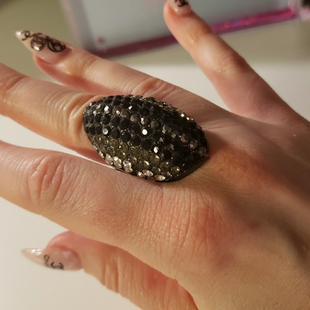 Black and silver cocktail ring